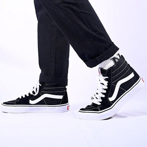 VANS范斯黑白经典款高帮板鞋SK8-HI情侣休闲鞋滑板鞋VN000D5IB8C-图0