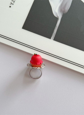 微缩下午茶甜食点心蛋糕布丁戒指