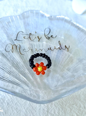 手工编织泫雅风小花戒指女创意清新少女小众可爱韩IU串珠尾戒ins