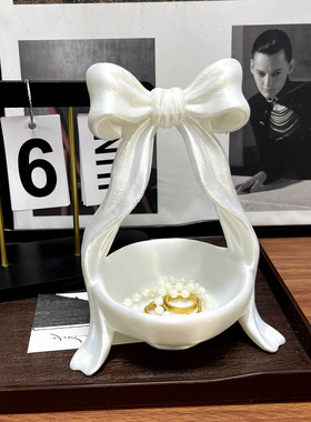 后现代轻奢3d打印蝴蝶结饰品收纳盘家居装饰风收纳盒