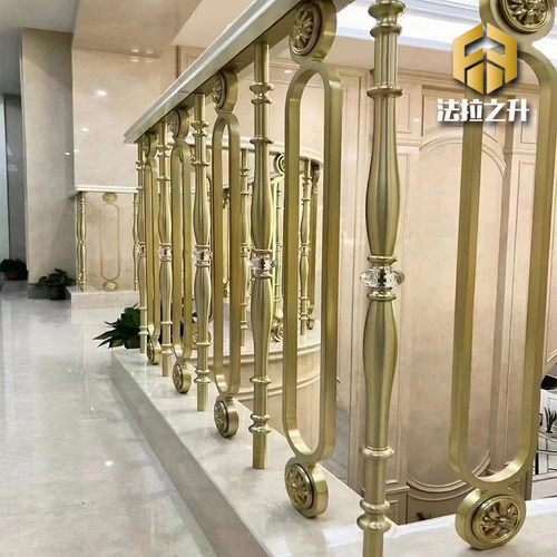 法拉之升现代轻奢室内铝合金立柱实木楼梯扶手欧式别墅护栏定制 - 图2