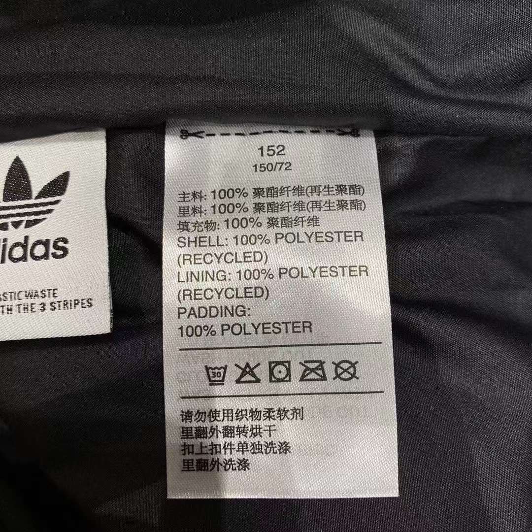 Adidas阿迪达斯三叶草男大童装冬季运动保暖连帽棉服H31234