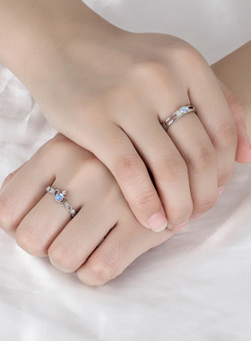 S925银皇冠戒指男女款情侣指环