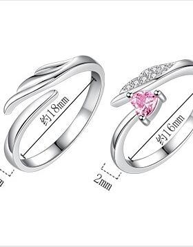 日韩风活口锆石不掉色情侣戒指
