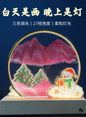 圣诞之恋桌面原木摆件平安夜送礼女友夜灯高级氛围流沙灯