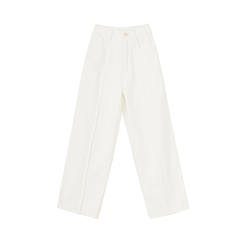 NANASTORE直筒牛仔裤女2024春季新款高腰宽松破洞裤子薄款白色潮,淘宝优惠券,粉丝福利购,淘宝优惠卷