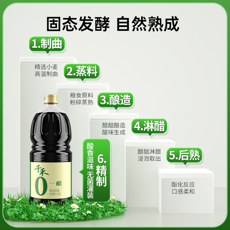 [下拉详情抢补贴]千禾零添加一醋1.8L不加防腐凉拌点蘸调味酿造醋