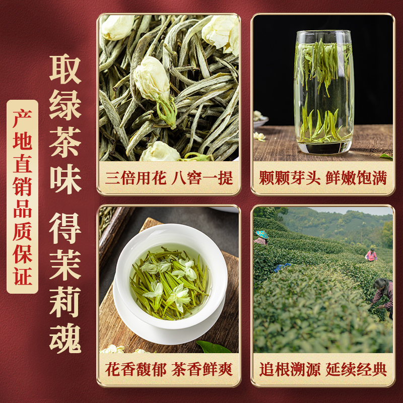 特级茉莉小龙毫大白毫银针王横县茉莉花茶浓香型茶叶八窨玉蕊茶叶 - 图1