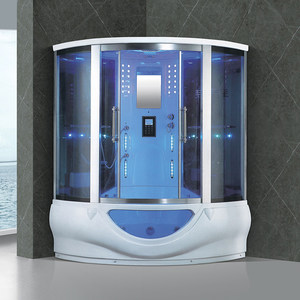 伊嘉利整体豪华淋浴房按摩浴缸两用双人扇形蒸汽桑拿按摩湿蒸房
