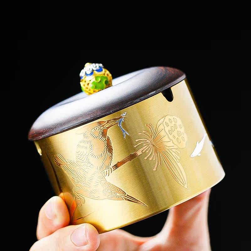苏氏陶瓷 茶具配件 纯铜烟灰缸带盖防飞灰防尘烟缸,淘宝优惠券,粉丝福利购,淘宝优惠卷