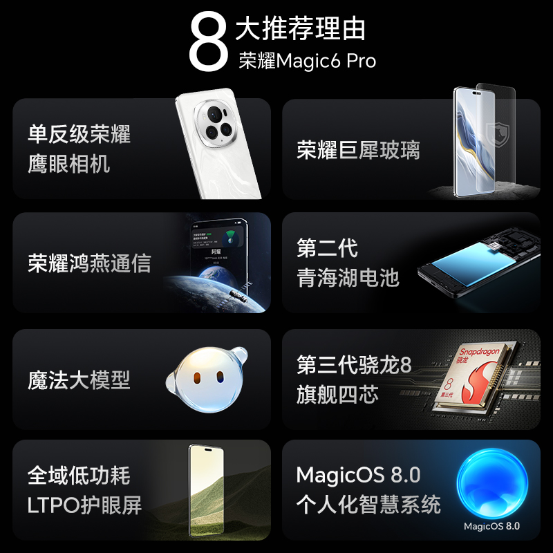 【镭雕定制】HONOR/荣耀Magic6 Pro 5G手机 第三代骁龙8芯片/荣耀鸿燕通信/荣耀巨犀玻璃/官方旗舰店官网拍照