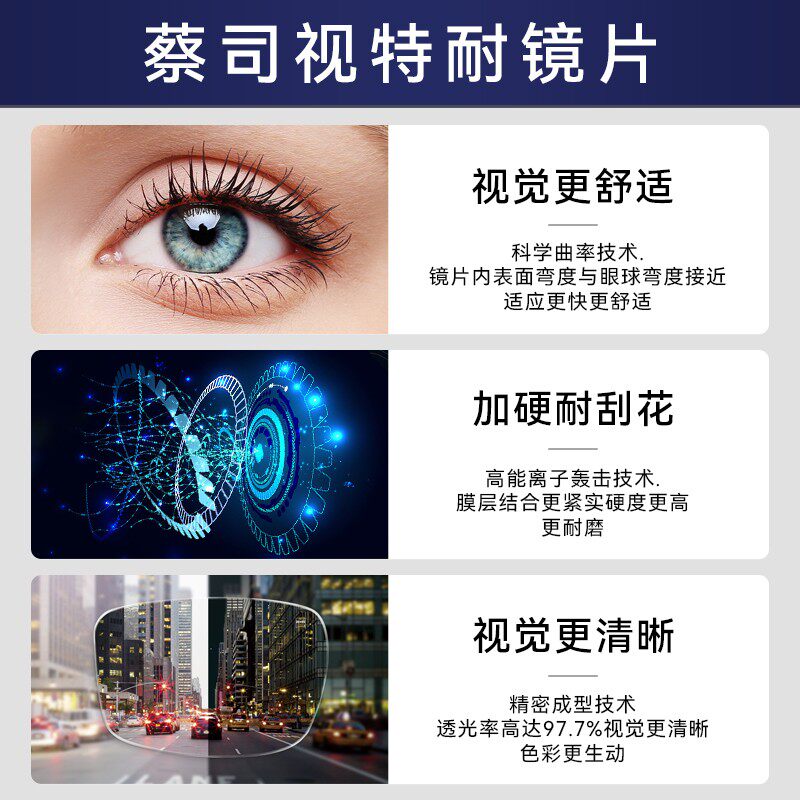 德国蔡司近视男可配度数镜片女钛架 博士眼镜定制成品光学镜