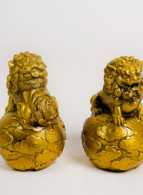 黄铜瑞兽狮球摆件招财狮子新年春节装饰乔迁店铺开业礼物吉祥摆件