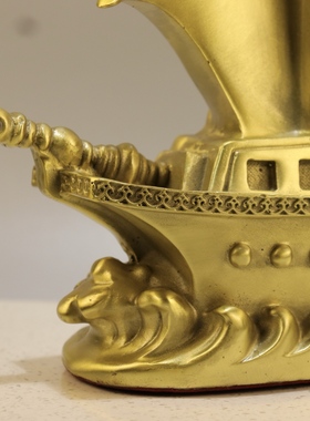 中式黄铜一帆风顺帆船摆件