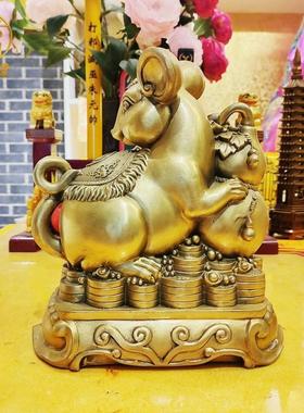 寅亥堂黄铜老鼠摆件吉祥物