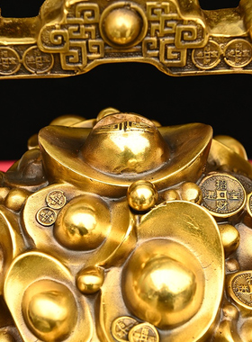 黄铜一桶金元宝黄金万两招财进宝摆件放收银台前台办公桌公司玄关