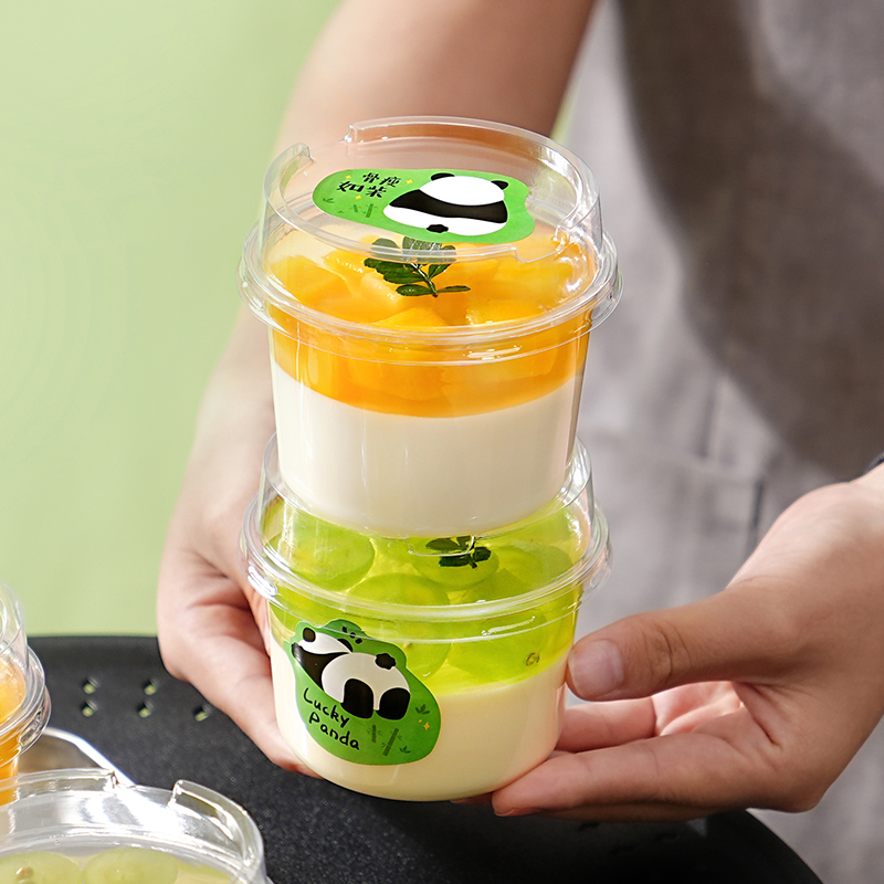 双皮奶布丁杯一次性塑料打包盒子椰奶冻酸奶碗专用水果冻甜品包装 - 图3