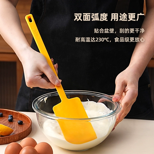 Большой длинный силиконовый кремовый термостойкий скребок