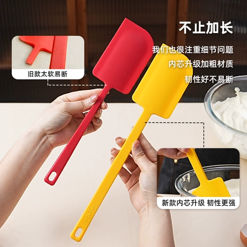 Большой длинный силиконовый кремовый термостойкий скребок