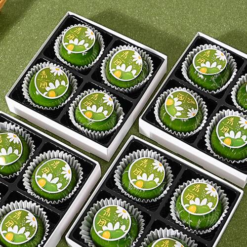 青团包装盒贴纸透明四拼蛋糕盒子清明果雪媚娘4打包礼盒分装烘焙 - 图2