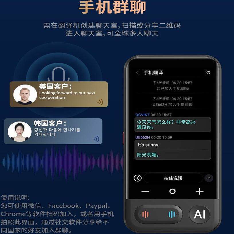 欧美英国日本韩国泰国越南马来西亚荷兰法国等出国随身携带翻译器