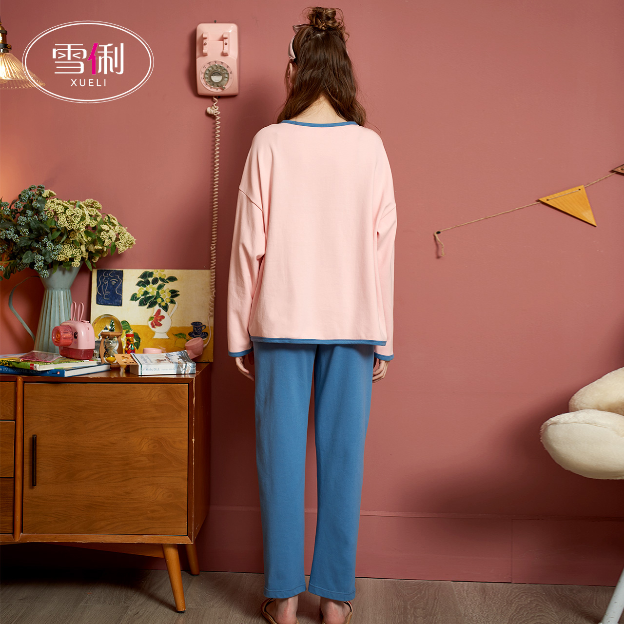 雪俐春秋棉质长袖甜美女人可爱睡衣 雪俐慕瑶睡衣/家居服套装