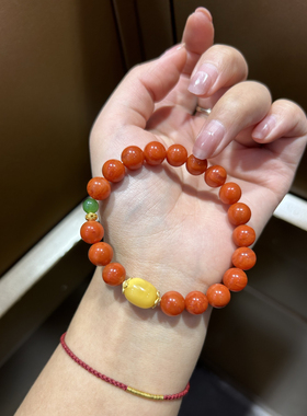 天然冰飘南红玛瑙轻奢小众碧玉蜜蜡水晶ins小众设计闺蜜本命年礼