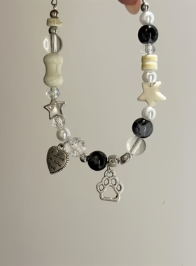 失氧小猫爪骨头手链ins小众设计diy手工串珠百搭闺蜜款新款手链