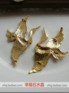 合金滴油仿烧蓝白色仙鹤饰品配件