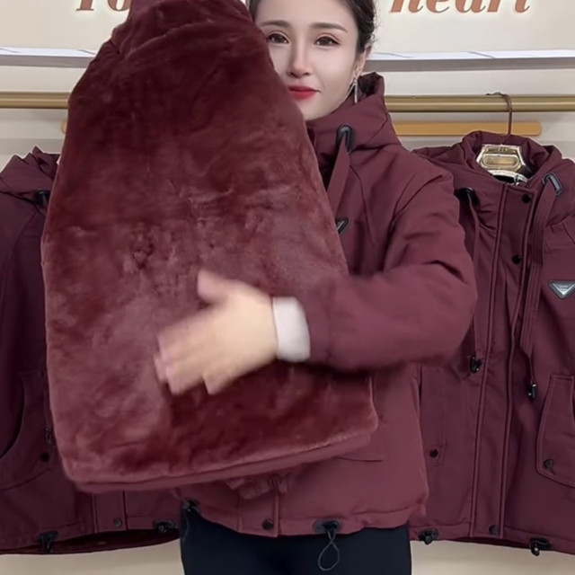 25 years of velvet thickened parka women's tops winter new fashion versatile windproof casual warm short jacket