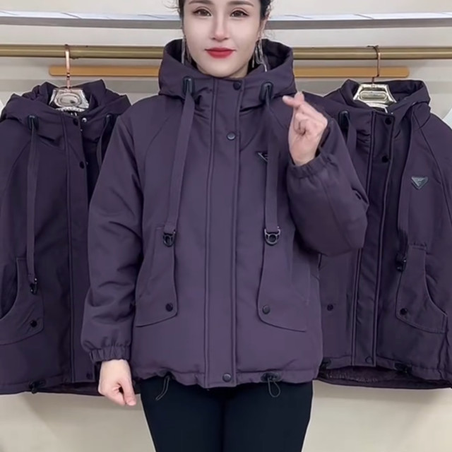 25 years of velvet thickened parka women's tops winter new fashion versatile windproof casual warm short jacket