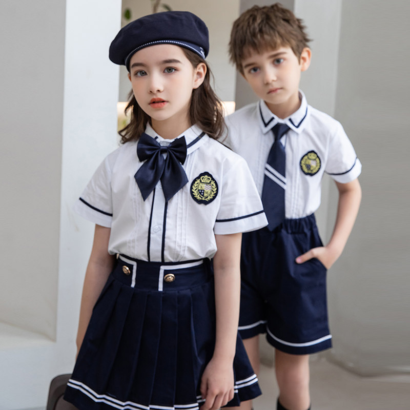 幼儿园园服夏装毕业照服装夏天小学生校服套装学院风男女儿童衣服