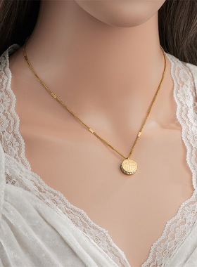 钛钢十字链女不褪色福喜项链