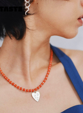 XTASTE MERE仅仅【海洋告白项链】元气氛围感串珠爱心吊坠项链