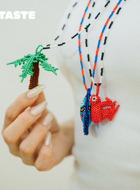 小鱼老虎黑豹串珠项链手工原创