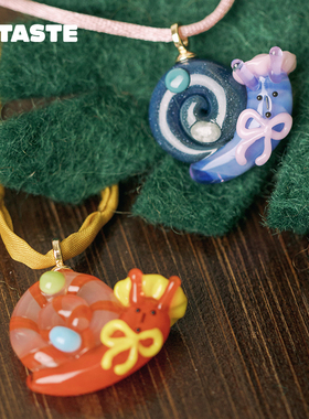 蜗牛吊坠项链周雨彤同款缎带清新