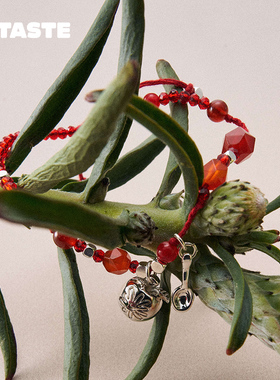 平安果勺子开运红编绳串珠手链