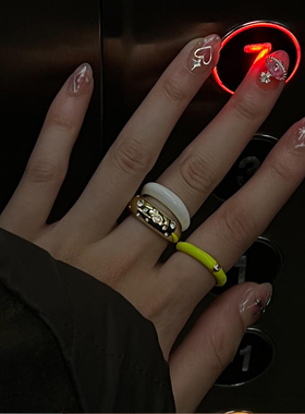 【限时8折】XTASTE 美国 BonBonWhims彩色珐琅双层锆石戒指高级