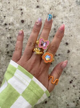 【限时8折】XTASTE 英国 JULY CHILD 蝴蝶花朵戒指镀金配饰时尚款