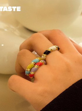 XTASTE 荷兰 ATLITW 双色粗圈戒指镀金珐琅原创设计正品现货时尚