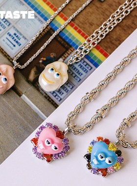 XTASTE TysGrocery 鬼脸项链小众设计链条高级感锁骨链毛衣链轻奢