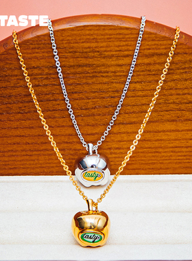 XTASTE TysGrocery 美味标签苹果项链原创百搭元素锁骨链可爱通勤