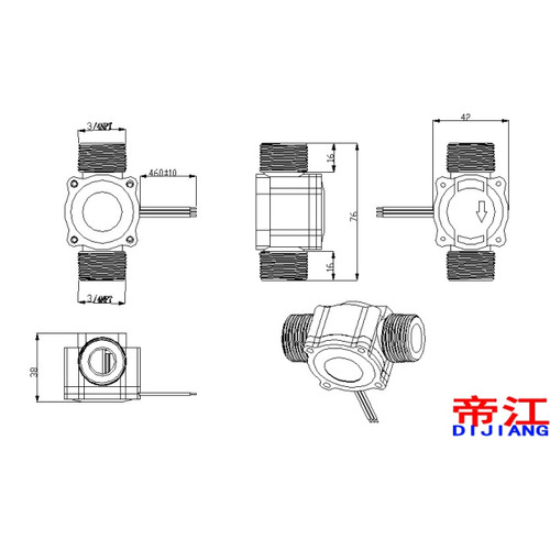 陶瓷轴HANS COOL酸碱2-60LPM水流量FS300A传感器选配4-20可选485 - 图3