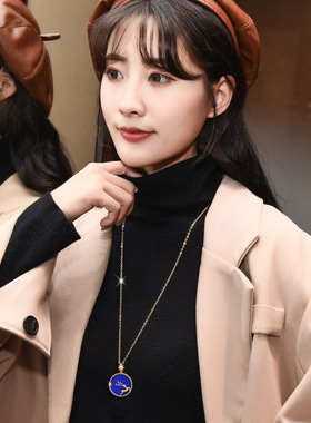 八芒星毛衣链秋冬项链麋鹿吊坠女