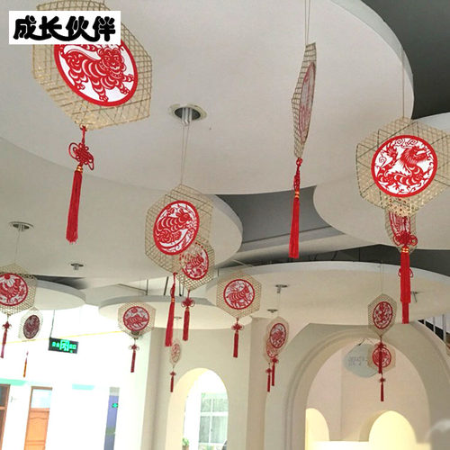 幼儿园新年装饰主题民族竹网挂饰喜庆家居diy创意吊饰生肖中国风 - 图0