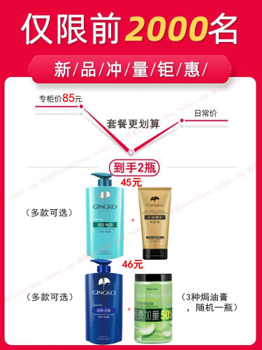 雅丽洁银杏草本精华滋润去屑洗发水洗发露护发素水养顺滑750m控油 - 图0