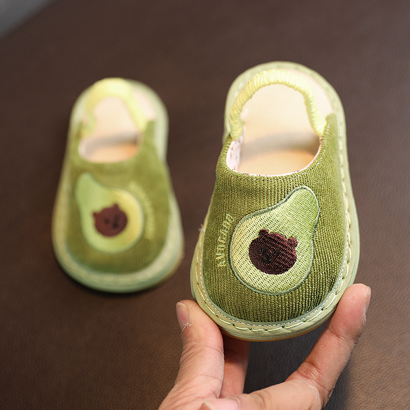 1岁宝宝4卡通亚麻拖鞋四季款幼儿园男女小童软底防滑室内手工棉布 - 图0