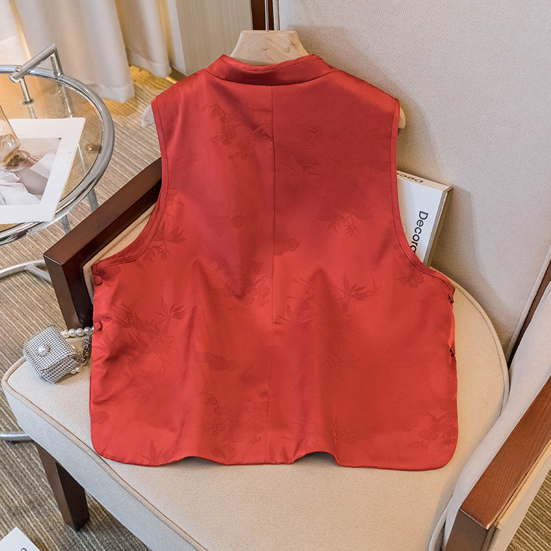 实拍大码女装新款韩版新设计夹棉中式国风提花复古高级感百搭马甲,淘宝优惠券,粉丝福利购,淘宝优惠卷