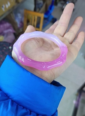 高冰玉粉竹节手镯半山半水女款少女玉髓女妈妈款玉镯玛瑙
