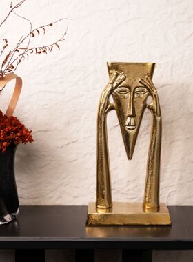 现代轻奢金色面具人物创意摆件雕塑工艺品桌面玄关家居装饰品